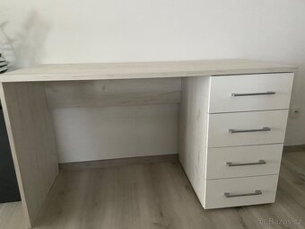 Krásný psací stůl bílý dub/ bílá - 6