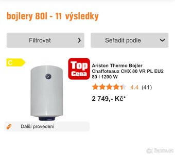 Bojler nový 80l Chaffoteaux 1200W - 6