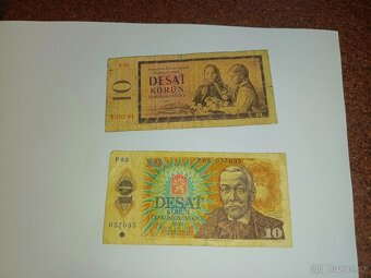Bankovky Československo - 2 x 100 kčs,10 kčs,10 kčs a 500 kč - 6