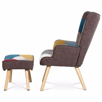 Křeslo (ušák) patchwork s podnožkou AK-305 PW2 - 6