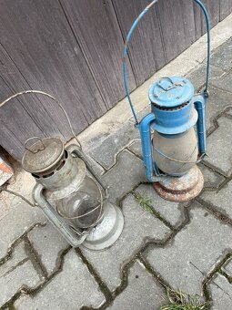 Prodám starožitné retro petrolejové lampy, nálezový stav - 6