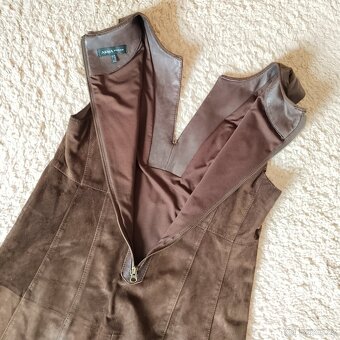 Dámské kožené hnědé šaty, vel. 40, jak NEW - 6