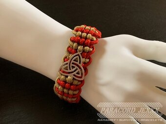 PARACORD náramek TRIQUETRA (19 cm) red - bronze - 6