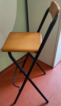 Barová židle 2 ks, skládací. Kov,dřevo - 6