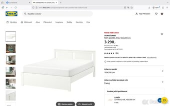 Postel IKEA 160x200 bílá Songesand - 6