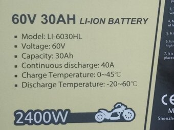 Nová baterie do elektrokoloběžky 60V 30 Ah - 6