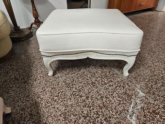 CHESTERFIELD ŠTÝL,KOŽENÁ BIELA 3+2KESLÁ+TABURET,NEROZŤAH. - 6