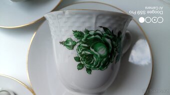 Čajový servis Thun Natalie č. 52 – zelená růže (6 šálků, 6 p - 6