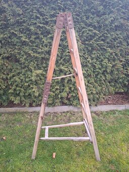 dřevěné štafle rozkládací velmi staré - 6