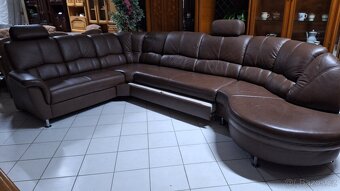 Rozkládací Kožená sedací souprava - 6