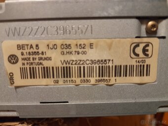 Prodám staré autorádio značky VW beta 80-90.leta - 6