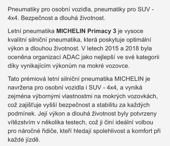 4 letní pneu Michelin 215/55 R17 Primacy 3St - 6