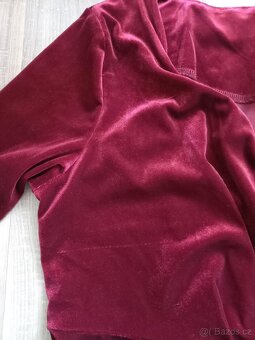 Sametové retro vintage rudé šaty - 6