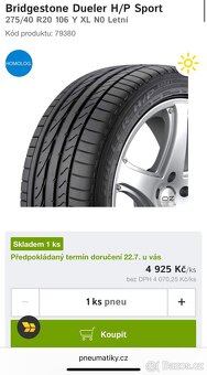 2x Letní pneu Bridgestone 275/40 R20 - 6