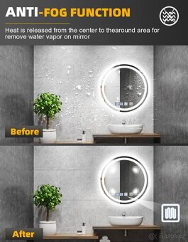 Kulaté koupelnové zrcadlo 60x60cm s LED osvětlením - 6