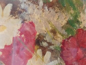 OBRAZ OLEJ V DŘEVĚNÉM VYŘEZÁVANÉM RÁMU SIGNATURA - 6