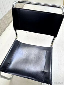 7 x Thonet S33 Konzolová židle Bauhaus Classic Kůže černá - 6