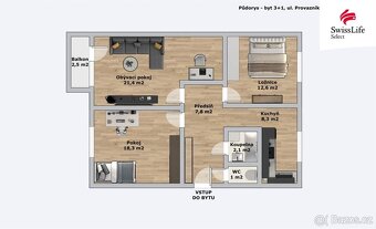 Prodej bytu 3+1 73 m2 Provazníkova, Brno - 6