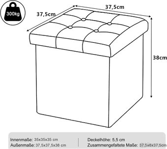 Taburet z úložným prostorem, sada 2 kusy - 6