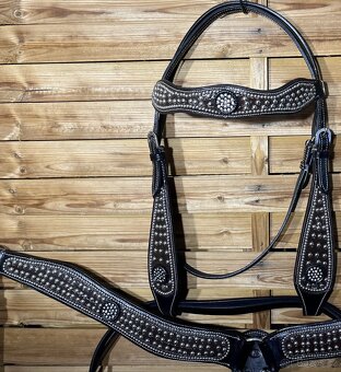 Westernový set 16) černý s hnědou imitací krokodýla - 6