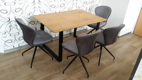 Dřevěný jídelni stůl 4 otáčecí  židle barva šedá - 6