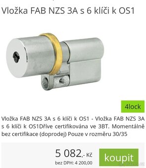 bezpečnostní vložka FAB NZS 3A nová - 6