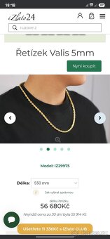 Prodám zlatý řetízek Valiss - 6