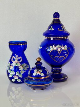 Novoborské sklo modré set 3 kusů - 6