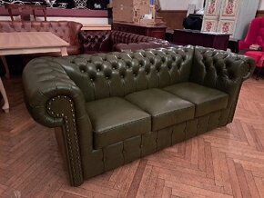 Nová kožená sedačka Chesterfield trojka. Top cena - 6