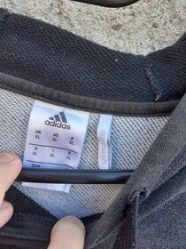 Vintage Adidas mikina s kapucí a kapsami černá šedá pánská u - 6