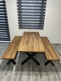 Masivní dubový stůl s lavicemi - 6