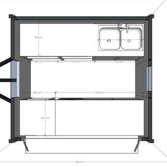 Food Truck Bílý 2,0 m široký s podvozkem a vybavením - 6
