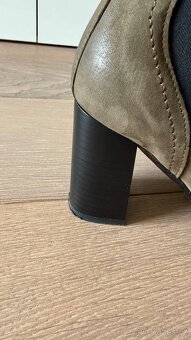 Dámské kožené khaki kozačky - 6