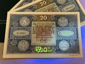 Novotisk státovky 20 Kč z roku 1919, uložena ve foldru - 6