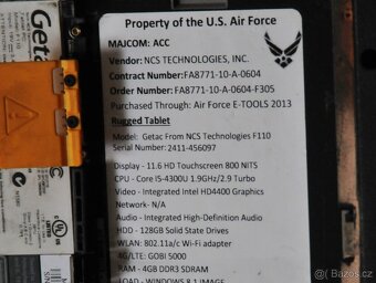 Vojenský/průmyslový tablet GETAC F110 ex. USAF - 6