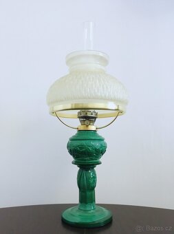 Starožitná petrolejová lampa (malachitová) - 6