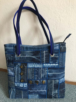 OBR květy - jeans - přívěsek - 6