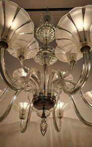 Starožitný velký celoskleněný Art deco lustr - 6