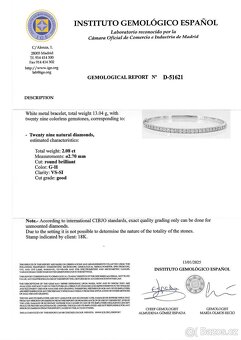 Luxusní 18k náramek s diamanty 2,08ct - certifikát - 6