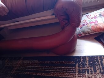 Rohová sedací souprava 270x230, hnědá, eko kůže - 6