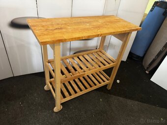 Hezký dřevěný kuchyňský pojizdný ostrůvek-ponk IKEA - 6