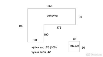 Rohová sedací souprava + taburet ZA ODVOZ - 6