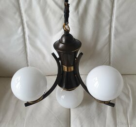 Starožitný lustr art deco na řetězu mosaz velký - 6