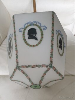 Starožitný lustr na tyči - stínítko stínohra - 6