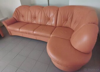 Kožená rohová sedací souprava - jak NOVÁ, TOP STAV - 6