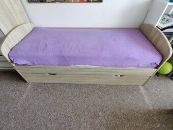 Jednolůžková postel s úložným prostorem + matrace + zábrana - 6