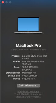MacBook Pro, rok 2020, rozměr 13,3'' - 6