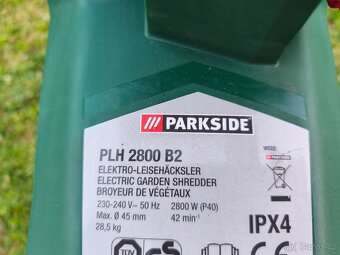 Prodám elektrický Válcový drtič Parkside PLH 2800 -2800 W. - 6