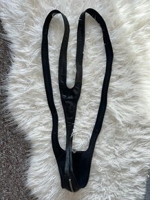 Kožené černé mankini borat boratky se zipem TopMan vel. S - 6