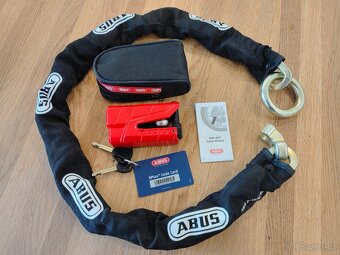 Zámek na moto ABUS Granit Detecto 8077 červený + řetěz Abus - 6